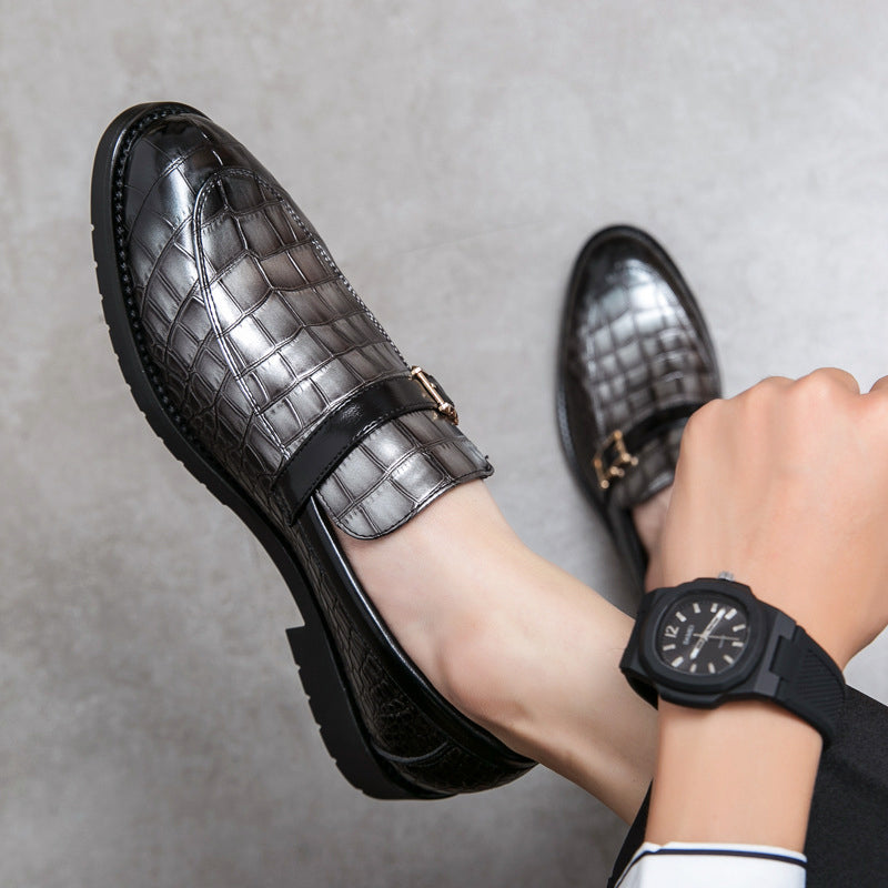 Men’s Classic Slip-On Loafers with Croc Pattern