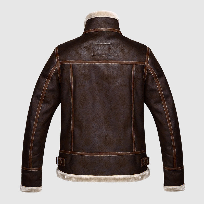 NorthSector Leather Vintage Bomber Jacket