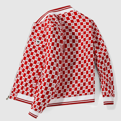 Alessandro Veneti Retro Checkerboard Bomber Jacket