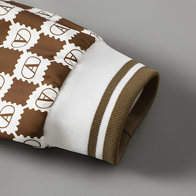 Alessandro Veneti Retro Checkerboard Bomber Jacket