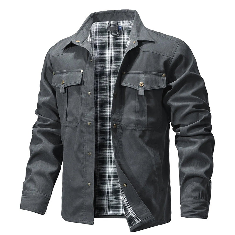 Cowboy Flannel Lined Shirt Jacket for Men