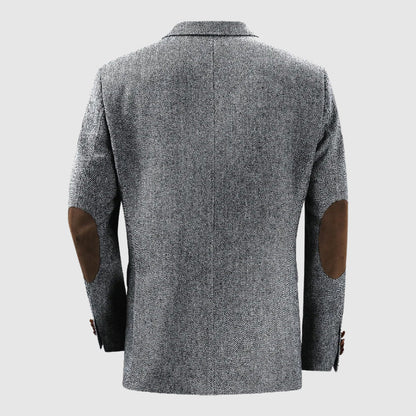 Herringbone Patch Pocket Tailored Men Blazer