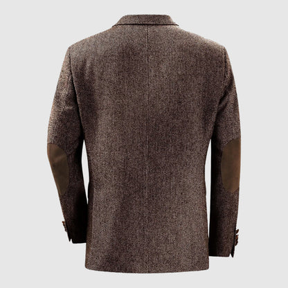 Herringbone Patch Pocket Tailored Men Blazer