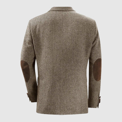 Herringbone Patch Pocket Tailored Men Blazer