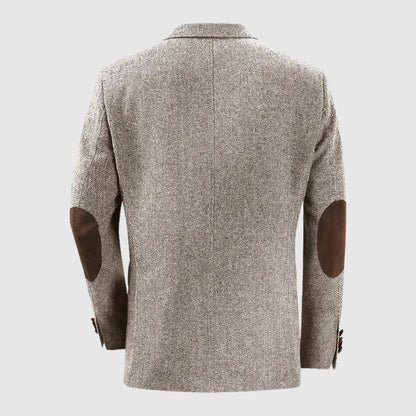 Herringbone Patch Pocket Tailored Men Blazer