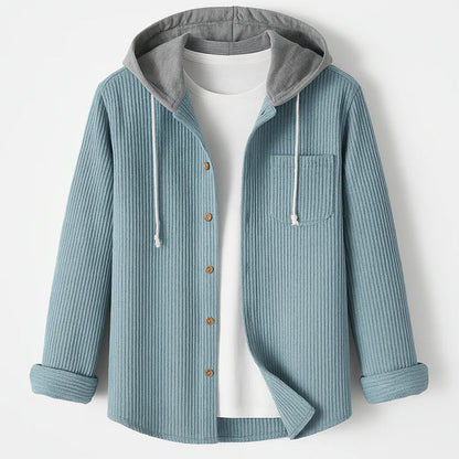 Hooded Corduroy ButtonUp Overshirt