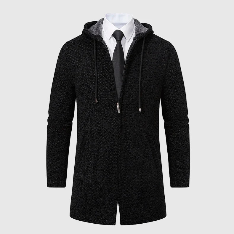 Lorenzo Vitali Textured Knit Hooded Coat
