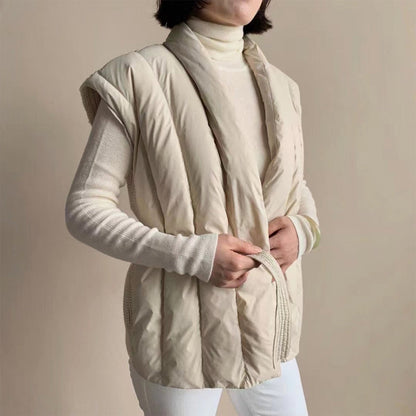 Soft Wrap Puffer Belted Vest