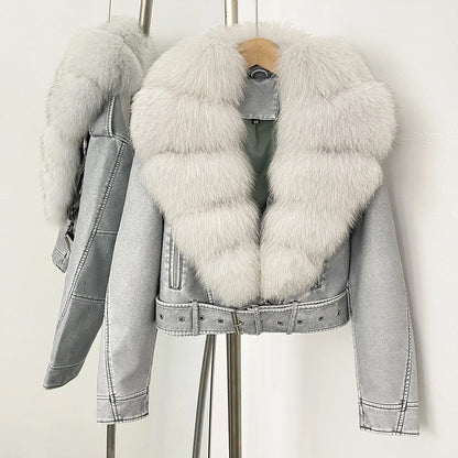 Marveil Fur Collared Aviator Jacket