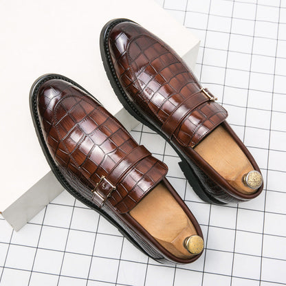 Men’s Classic Slip-On Loafers with Croc Pattern