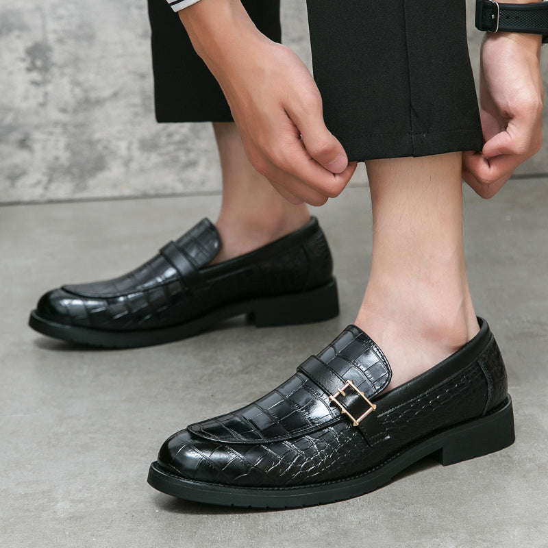 Men’s Classic Slip-On Loafers with Croc Pattern