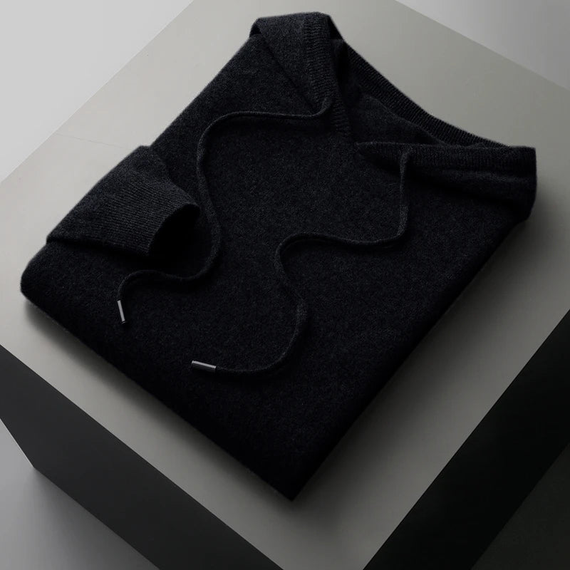 Merino Wool Hoodie for Men with Drawstrings