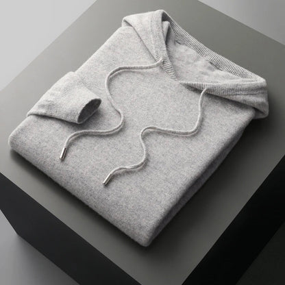 Merino Wool Hoodie for Men with Drawstrings