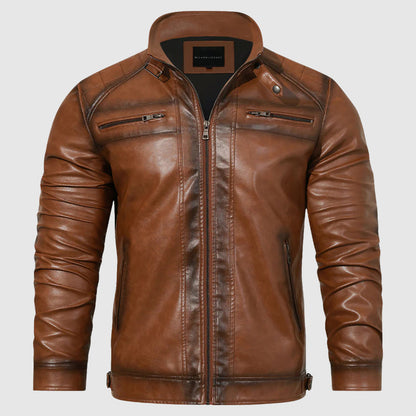 Vintage Brown Slim Fit Leather Jacket