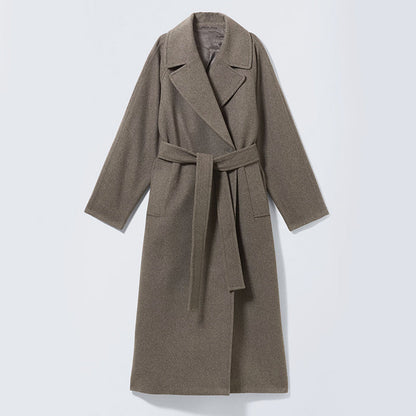 Women’s Full-Length Double-Breasted Wool Blend Overcoat