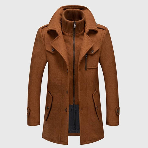 Wool Blend Stand Collar Men’s Coat