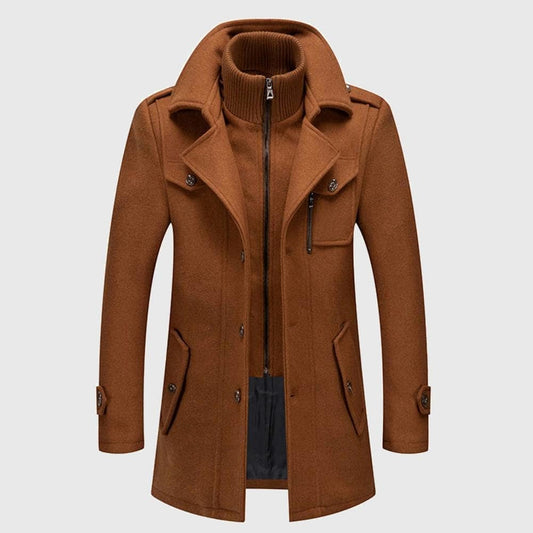 Wool Blend Stand Collar Men’s Coat