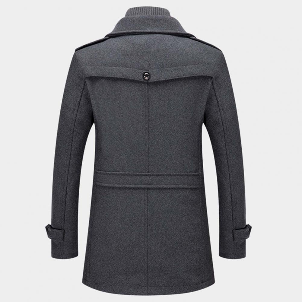 Wool Blend Stand Collar Men’s Coat