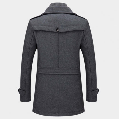 Wool Blend Stand Collar Men’s Coat