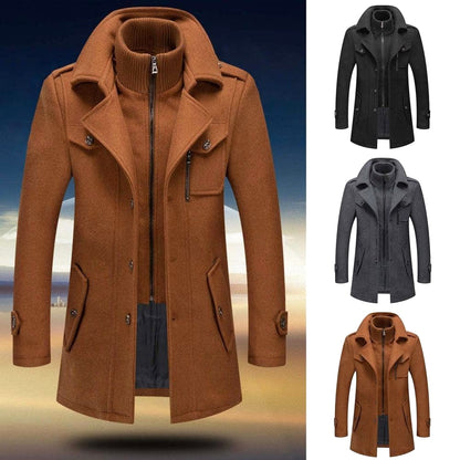 Wool Blend Stand Collar Men’s Coat