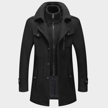 Wool Blend Stand Collar Men’s Coat