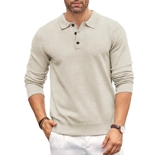 Elegant Knit Sweater for Men with Polo Collar