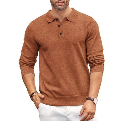 Elegant Knit Sweater for Men with Polo Collar