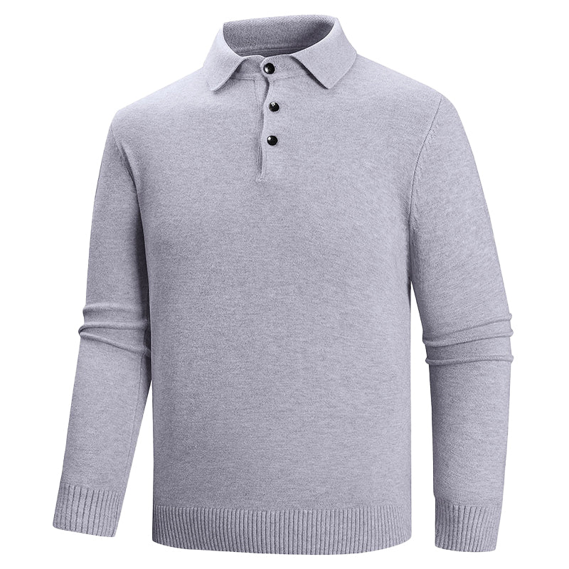 Elegant Knit Sweater for Men with Polo Collar