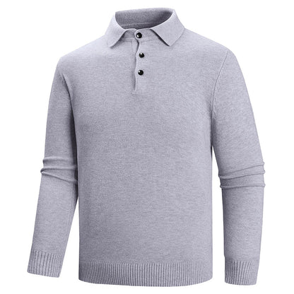 Elegant Knit Sweater for Men with Polo Collar