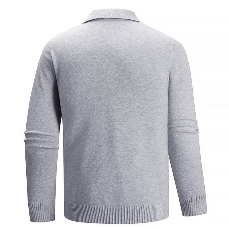 Elegant Knit Sweater for Men with Polo Collar